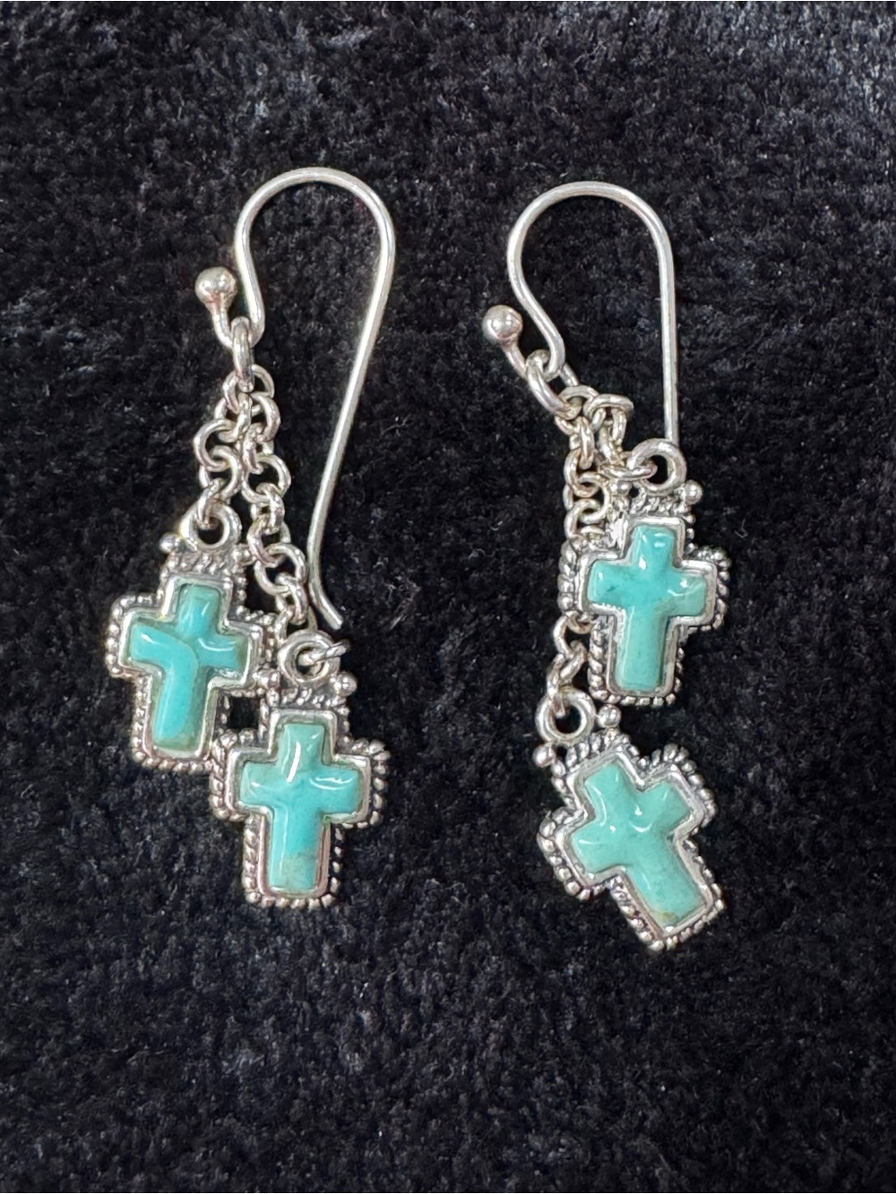 Studio Barse Sterling SilverTurquoise Cross Dangle Earrings